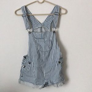 Blue & White striped denim overalls